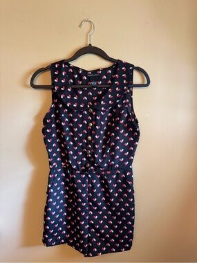 Black Romper with Heart Print